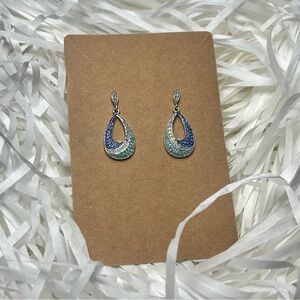 Danbury Mint Blue Wave Crystal Earrings